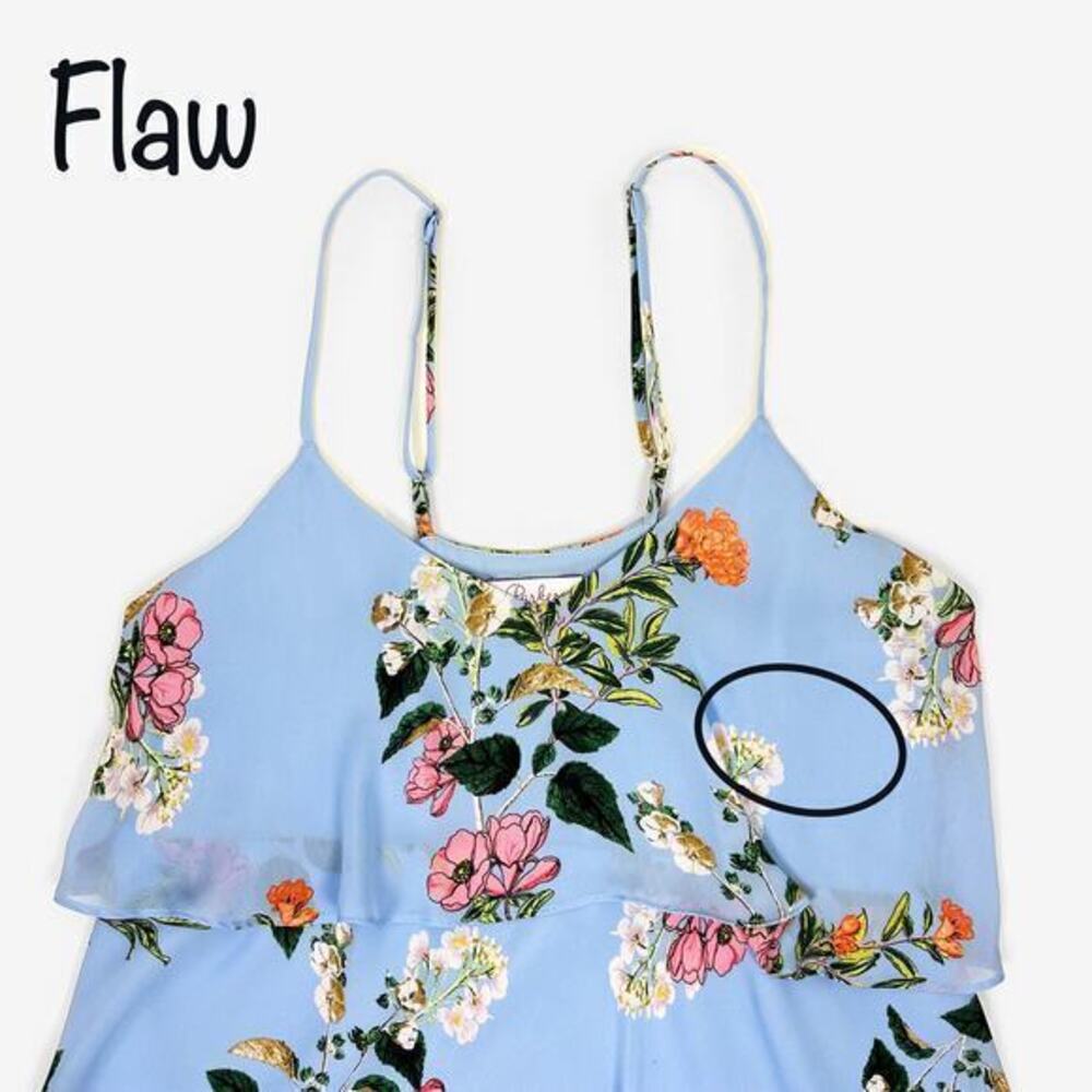 Parker Floral Cami Size S Blue Asymmetrical Tiered Flowy Boho Soft Girl Summer - Picture 3 of 4
